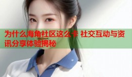 为什么海角社区这么卡 社交互动与资讯分享体验揭秘